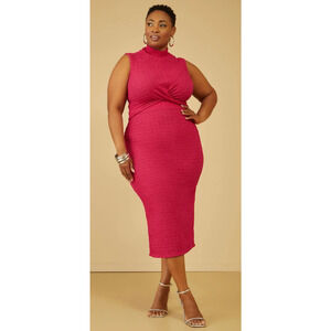 Plus Size 26/28 - 4X | Textured Knit Midi Skirt & Twist Front Top | 2-pc set NEW
